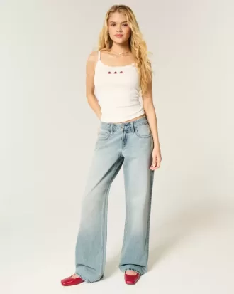 Low-Rise Baggy-Jeans in heller Waschung