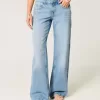 Low-Rise Baggy-Jeans mit Blumenstickerei in mittlerer Waschung Low-Rise Baggy-Jeans mit Blumenstickerei in mittlerer Waschung