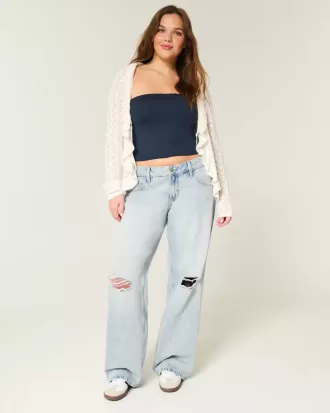 Low-Rise-Baggy-Jeans mit Rissen in heller Waschung