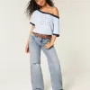 Low-Rise-Baggy-Jeans mit Rissen in heller Waschung Low-Rise-Baggy-Jeans mit Rissen in heller Waschung