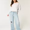 Low-Rise-Baggy-Jeans mit Rissen in heller Waschung Low-Rise-Baggy-Jeans mit Rissen in heller Waschung