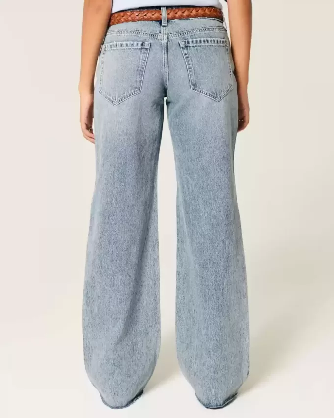Low-Rise-Baggy-Jeans mit Rissen in heller Waschung Low-Rise-Baggy-Jeans mit Rissen in heller Waschung