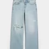 Low-Rise-Baggy-Jeans mit Rissen in heller Waschung Low-Rise-Baggy-Jeans mit Rissen in heller Waschung