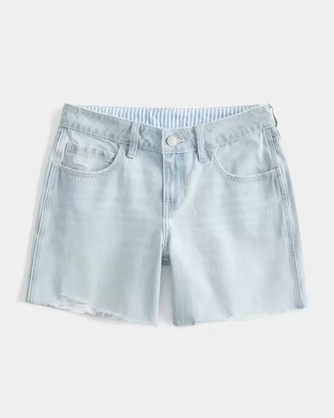 Low-Rise Baggy-Jeansshorts in heller Waschung, 5″ Low-Rise Baggy-Jeansshorts in heller Waschung, 5″