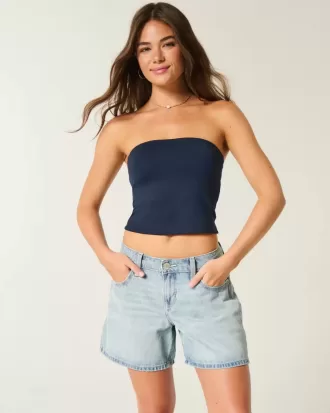 Low-Rise Baggy-Jeansshorts mit Umschlagbund, hell gewaschen, 12,7 cm