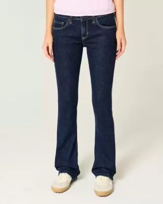 Low-Rise Bootcut-Jeans in dunkler Waschung