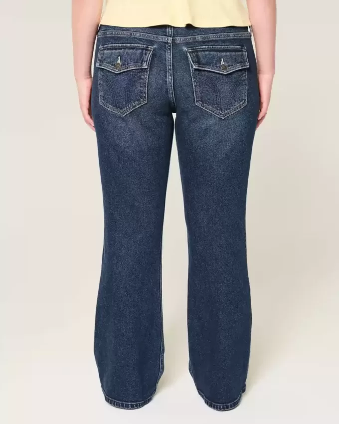 Low-Rise Bootcut-Jeans in dunkler Waschung Low-Rise Bootcut-Jeans in dunkler Waschung