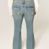 Low Rise Bootcut-Jeans mit Schmetterlingsstickerei in mittlerer Waschung Low Rise Bootcut-Jeans mit Schmetterlingsstickerei in mittlerer Waschung