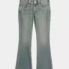 Low Rise Bootcut-Jeans mit Schmetterlingsstickerei in mittlerer Waschung Low Rise Bootcut-Jeans mit Schmetterlingsstickerei in mittlerer Waschung