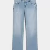 Low-Rise Distressed Relaxed Straight Jeans in mittlerer Waschung Low-Rise Distressed Relaxed Straight Jeans in mittlerer Waschung