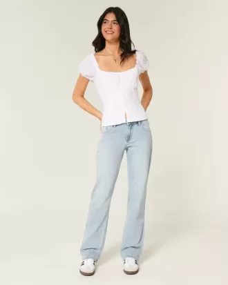 Low-Rise-Jeans in heller Waschung mit entspannter Straight-Leg-Passform