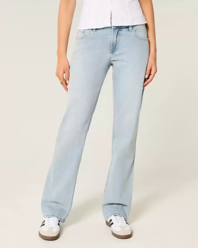 Low-Rise-Jeans in heller Waschung mit entspannter Straight-Leg-Passform Low-Rise-Jeans in heller Waschung mit entspannter Straight-Leg-Passform