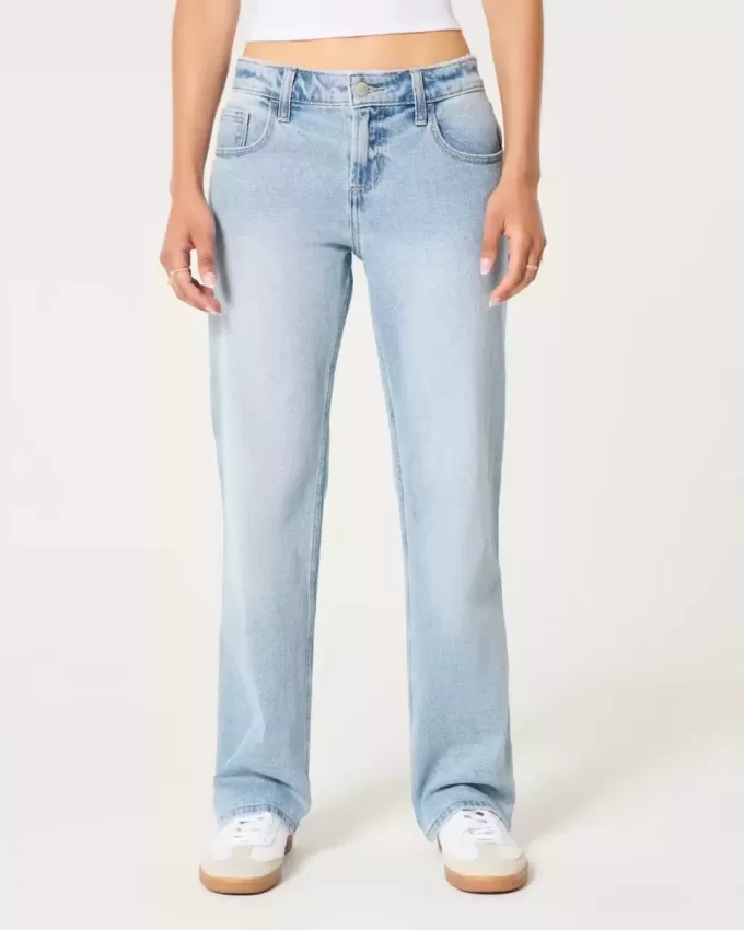 Low-Rise-Jeans in heller Waschung mit entspannter Straight-Leg-Passform Low-Rise-Jeans in heller Waschung mit entspannter Straight-Leg-Passform