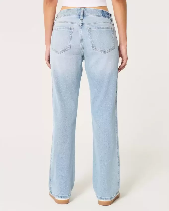 Low-Rise-Jeans in heller Waschung mit entspannter Straight-Leg-Passform Low-Rise-Jeans in heller Waschung mit entspannter Straight-Leg-Passform