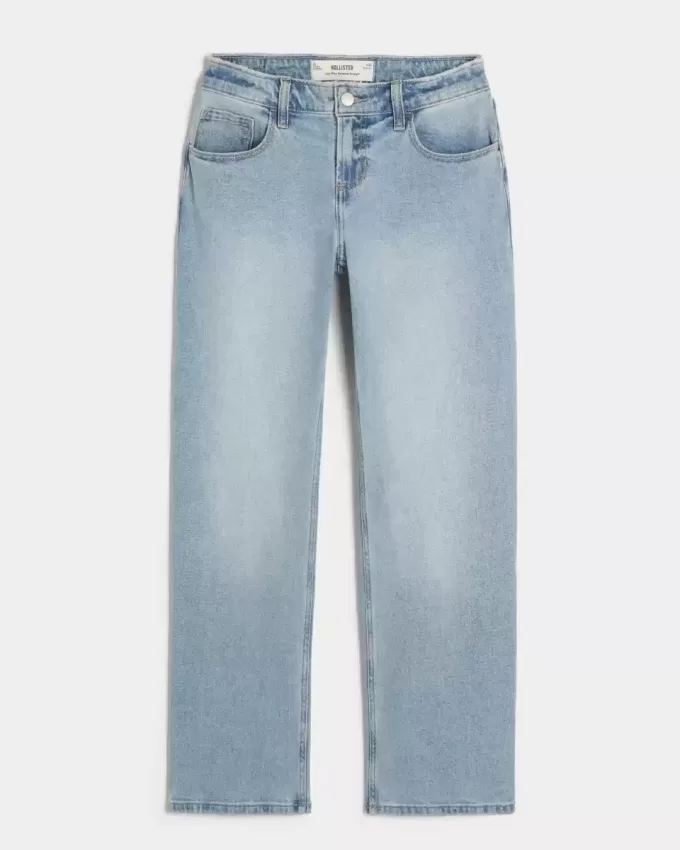 Low-Rise-Jeans in heller Waschung mit entspannter Straight-Leg-Passform Low-Rise-Jeans in heller Waschung mit entspannter Straight-Leg-Passform