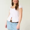 Low-Rise-Jeans-Mini-Skort mit Eisenbahnstreifen Low-Rise-Jeans-Mini-Skort mit Eisenbahnstreifen