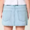 Low-Rise-Jeans-Mini-Skort mit Eisenbahnstreifen Low-Rise-Jeans-Mini-Skort mit Eisenbahnstreifen