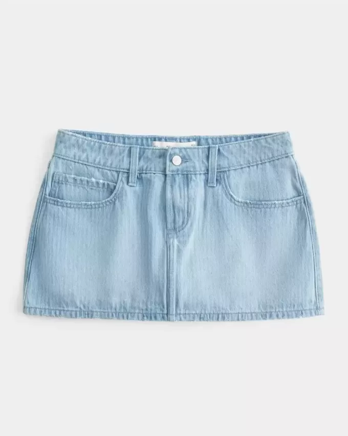 Low-Rise-Jeans-Mini-Skort mit Eisenbahnstreifen Low-Rise-Jeans-Mini-Skort mit Eisenbahnstreifen