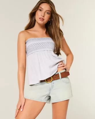 Low-Rise-Mini-Shorts aus hell gewaschenem Denim
