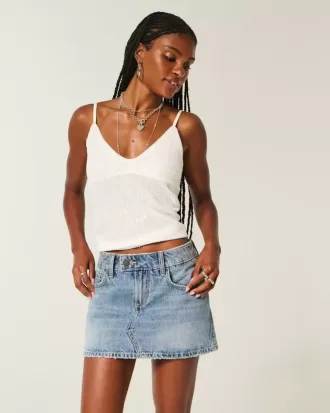 Low-Rise-Mini-Skort aus Denim