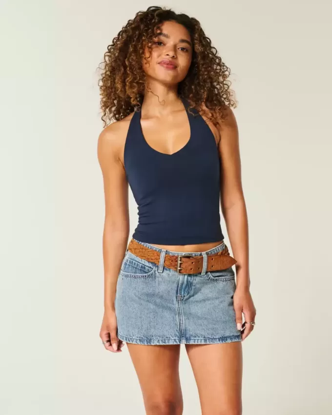 Low-Rise-Mini-Skort aus Denim Low-Rise-Mini-Skort aus Denim