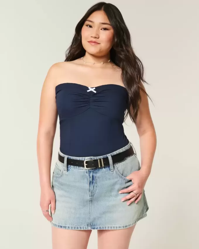 Low-Rise-Mini-Skort aus Denim Low-Rise-Mini-Skort aus Denim