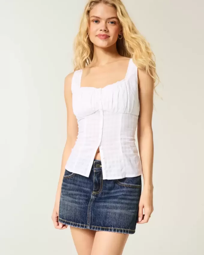 Low-Rise-Mini-Skort aus Denim Low-Rise-Mini-Skort aus Denim