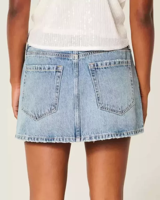 Low-Rise-Mini-Skort aus Denim