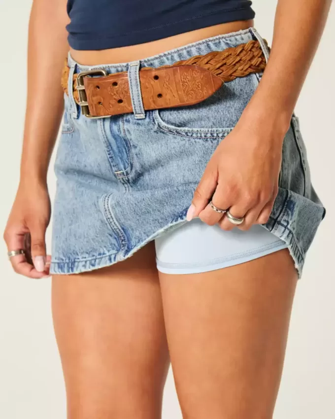Low-Rise-Mini-Skort aus Denim Low-Rise-Mini-Skort aus Denim