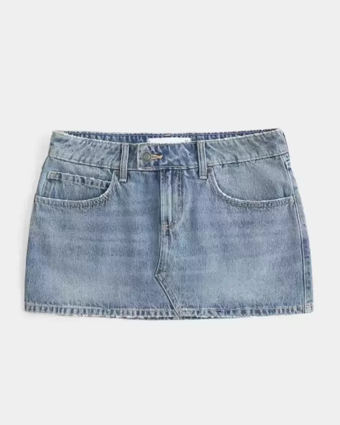 Low-Rise-Mini-Skort aus Denim