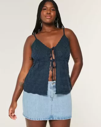 Low-Rise-Mini-Skort aus Denim in mittlerer Waschung