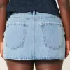 Low-Rise-Mini-Skort aus Denim in mittlerer Waschung Low-Rise-Mini-Skort aus Denim in mittlerer Waschung