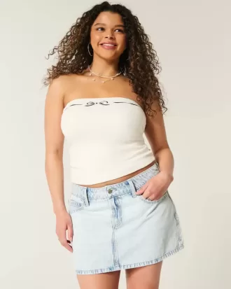 Low-Rise-Mini-Skort aus hell gewaschenem Denim