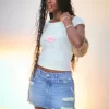 Low-Rise-Mini-Skort aus zerrissenem, dunkel gewaschenem Denim Low-Rise-Mini-Skort aus zerrissenem, dunkel gewaschenem Denim