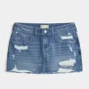 Low-Rise-Mini-Skort aus zerrissenem, dunkel gewaschenem Denim Low-Rise-Mini-Skort aus zerrissenem, dunkel gewaschenem Denim