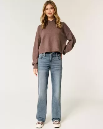 Low-Rise Relaxed Straight Jeans in mittlerer Waschung