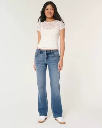 Low-Rise Relaxed Straight Jeans in mittlerer Waschung