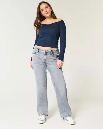 Low-Rise Relaxed Straight Jeans in mittlerer Waschung