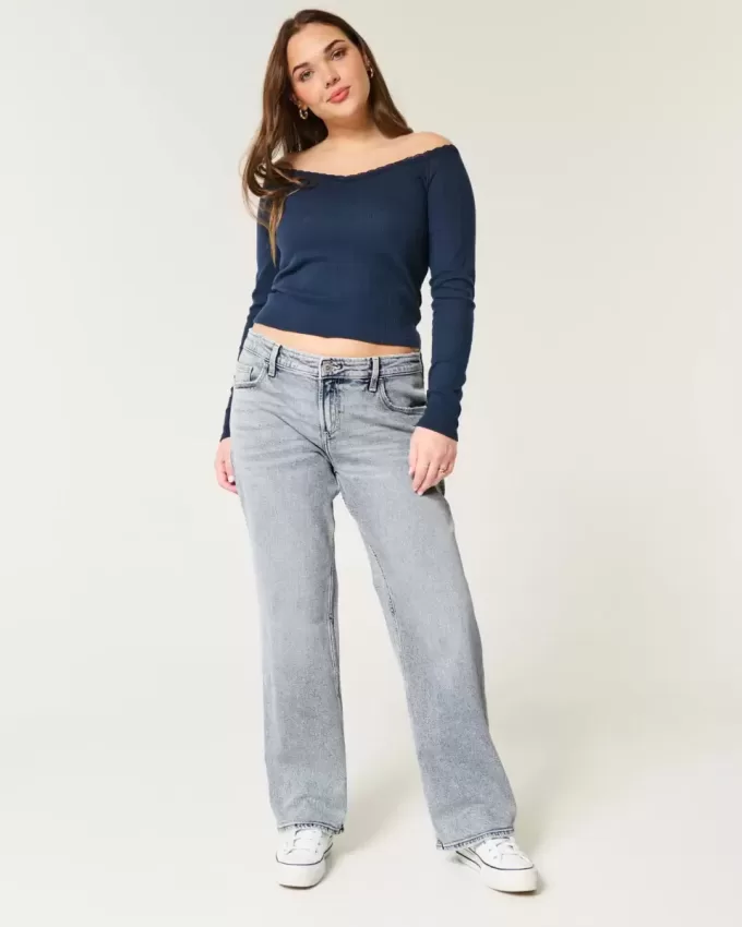 Low-Rise Relaxed Straight Jeans in mittlerer Waschung Low-Rise Relaxed Straight Jeans in mittlerer Waschung
