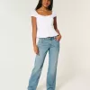 Low-Rise Relaxed Straight Jeans in mittlerer Waschung Low-Rise Relaxed Straight Jeans in mittlerer Waschung