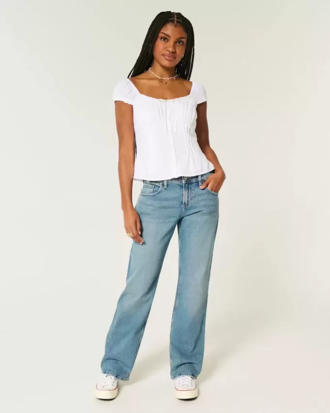 Low-Rise Relaxed Straight Jeans in mittlerer Waschung Low-Rise Relaxed Straight Jeans in mittlerer Waschung