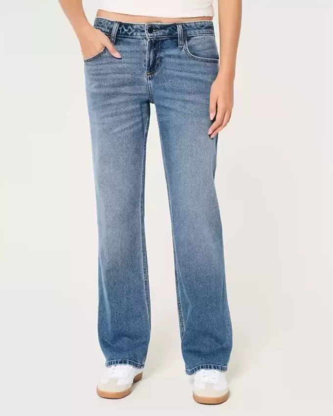 Low-Rise Relaxed Straight Jeans in mittlerer Waschung Low-Rise Relaxed Straight Jeans in mittlerer Waschung