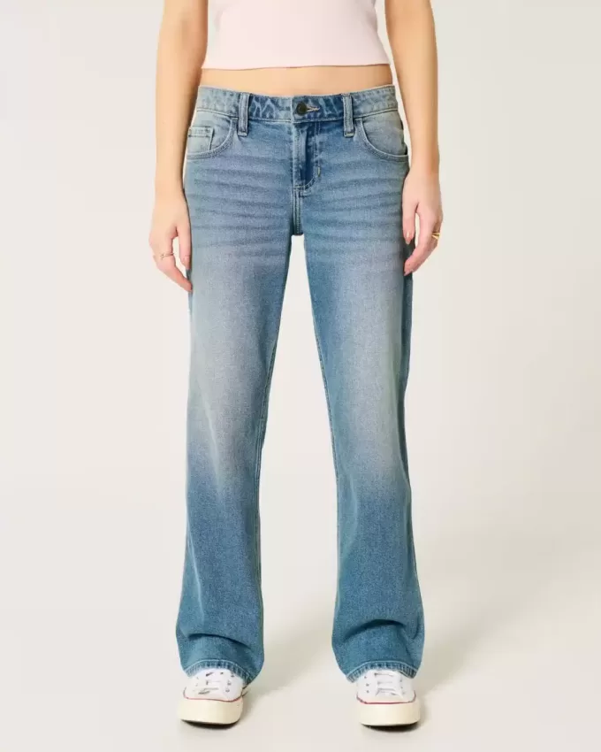 Low-Rise Relaxed Straight Jeans in mittlerer Waschung Low-Rise Relaxed Straight Jeans in mittlerer Waschung