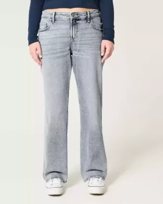 Low-Rise Relaxed Straight Jeans in mittlerer Waschung