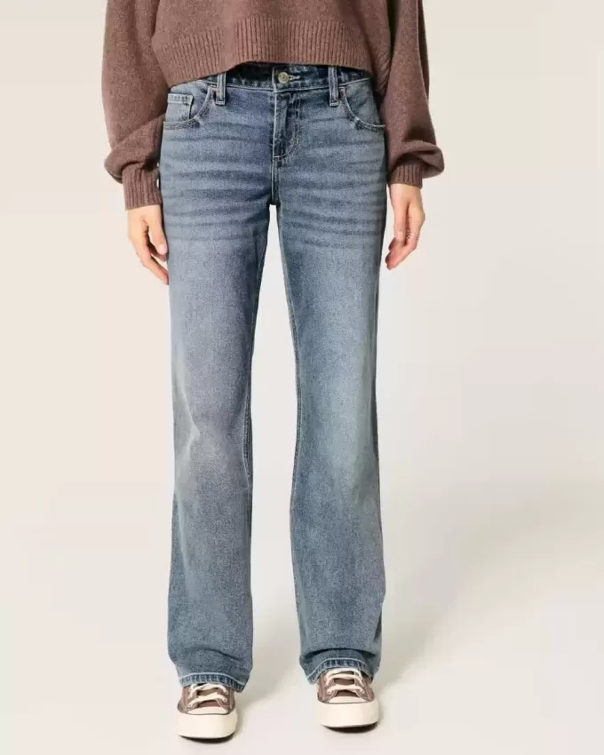 Low-Rise Relaxed Straight Jeans in mittlerer Waschung Low-Rise Relaxed Straight Jeans in mittlerer Waschung