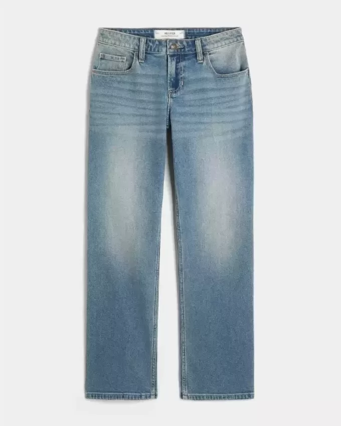 Low-Rise Relaxed Straight Jeans in mittlerer Waschung Low-Rise Relaxed Straight Jeans in mittlerer Waschung