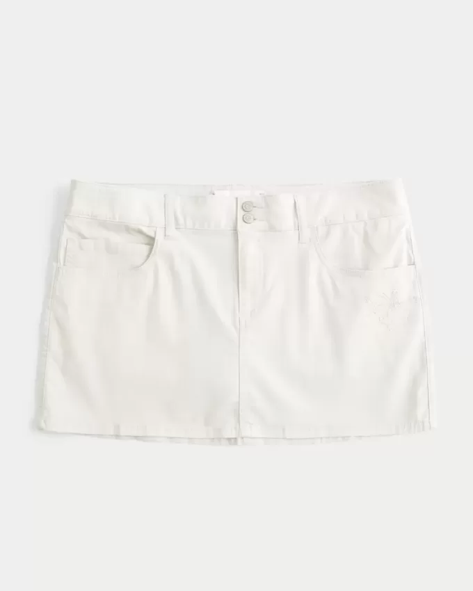 Low-Rise Shiny Butterfly Twill Mini Skort Low-Rise Shiny Butterfly Twill Mini Skort