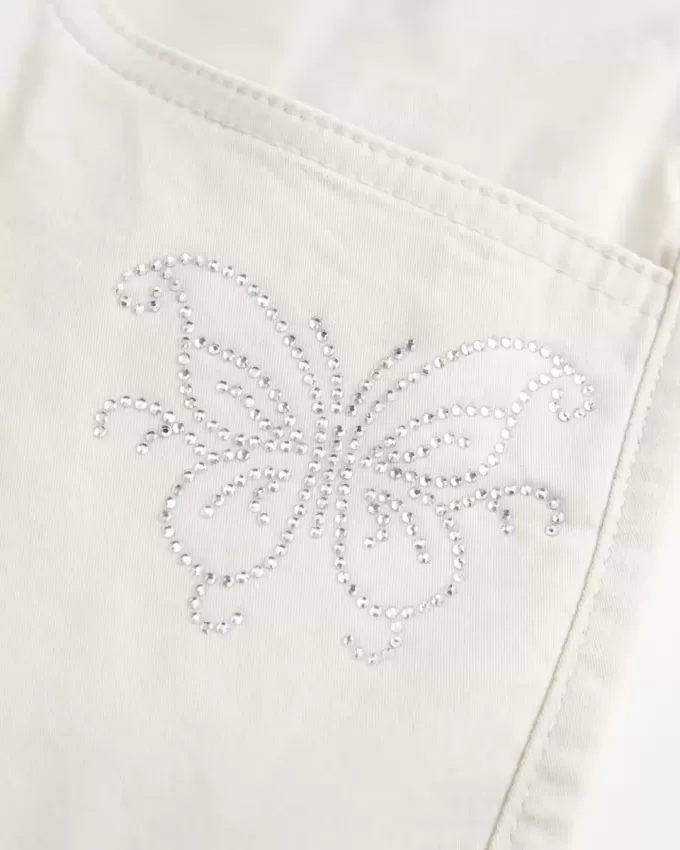 Low-Rise Shiny Butterfly Twill Mini Skort Low-Rise Shiny Butterfly Twill Mini Skort