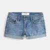 Low-Rise-Shortie-Shorts aus Denim in mittlerer Waschung Low-Rise-Shortie-Shorts aus Denim in mittlerer Waschung