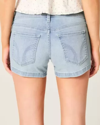 Low-Rise-Shortie-Shorts aus hell gewaschenem Denim